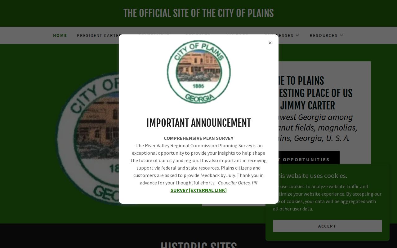 Official City of Plains homepage