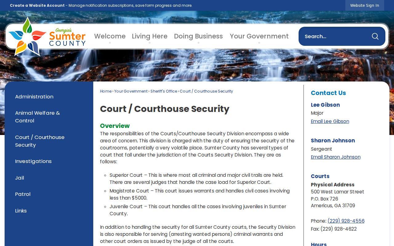 Sumter County criminal court security and warrant records