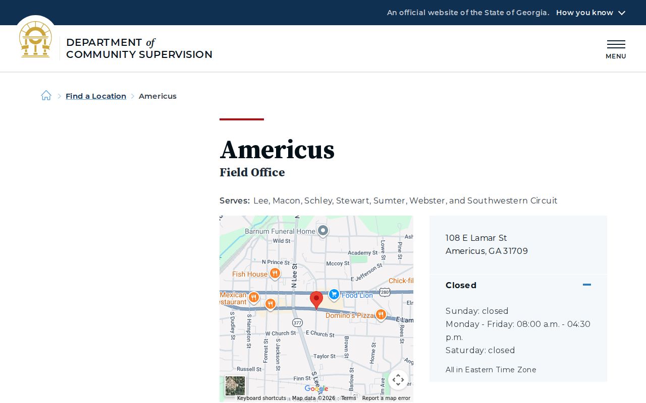 Georgia Department of Community Supervision Americus office