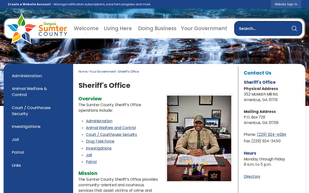 Sumter County Sheriff's Office and Records Division page