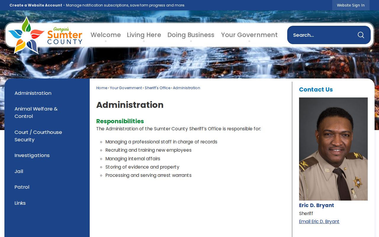 Sumter County Sheriff Administration information