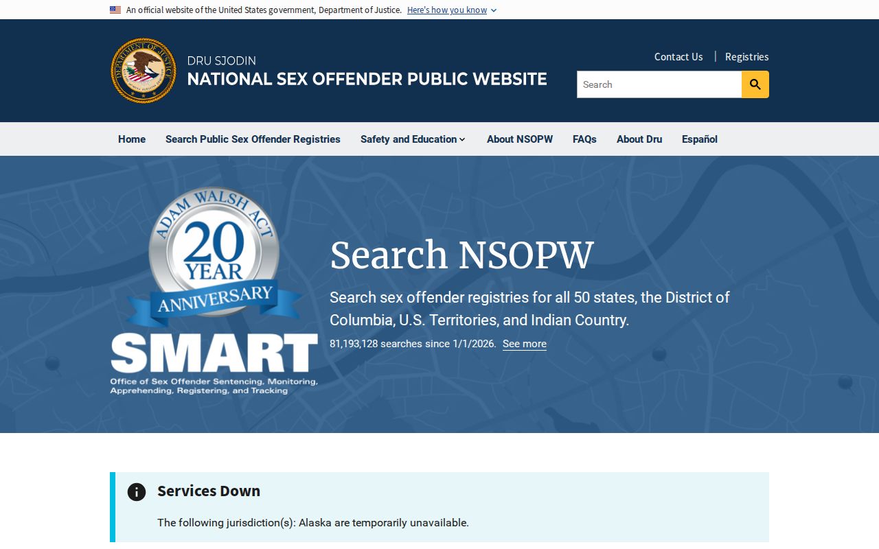 National search supporting a Sumter County sex offender check